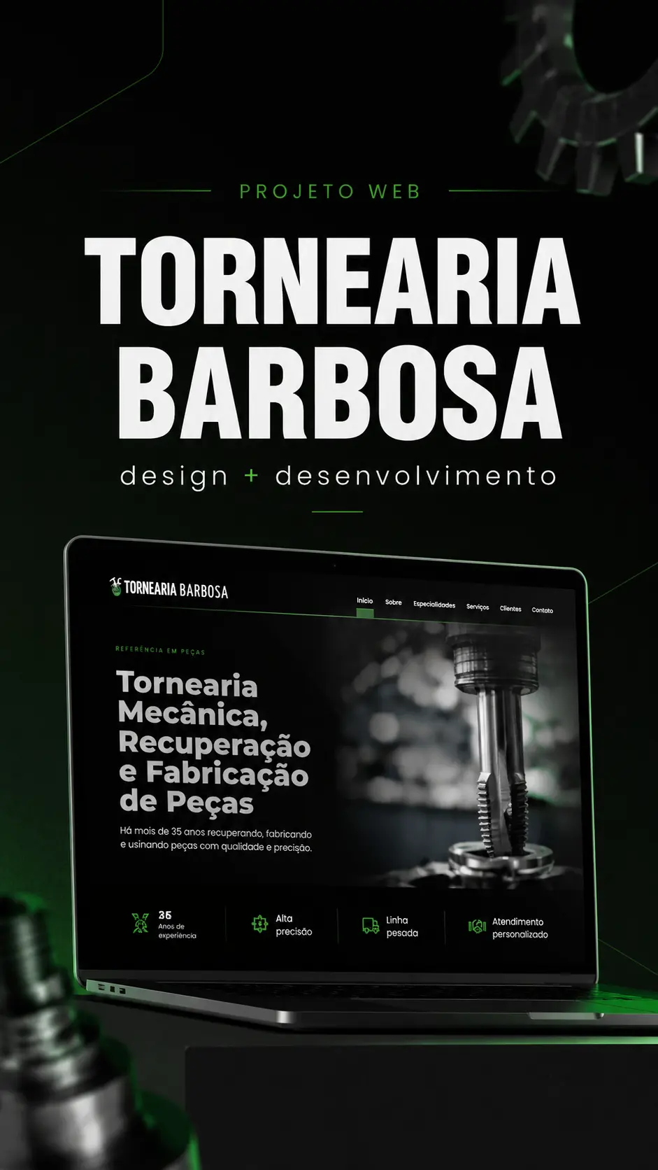 Mockup responsivo do site institucional da Tornearia Barbosa